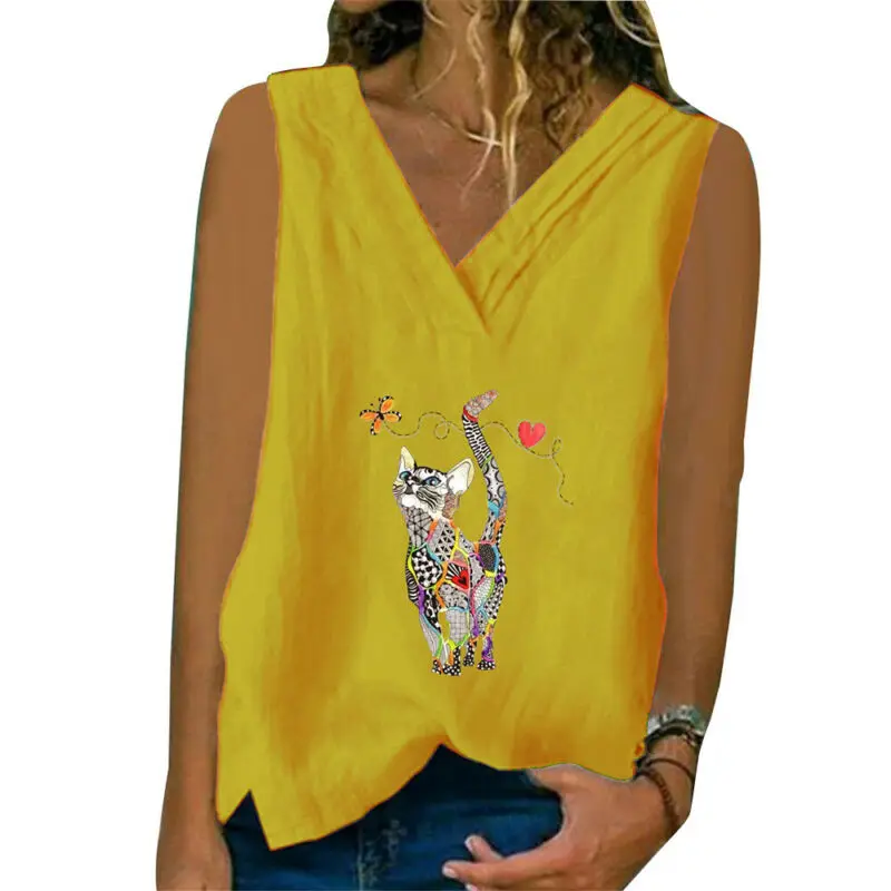 Women Sleeveless T-Shirt Cami Vest Tops Ladies V-Neck Casual Loose Tank Tops Tee
Women Sleeveless T-Shirt Cami Vest Tops Ladies V-Neck Casual Loose Tank Tops Tee