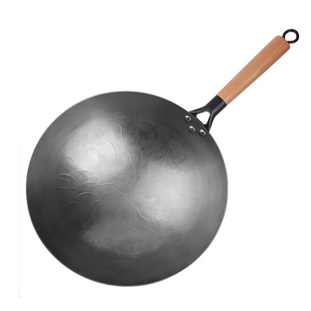 High Quality Iron Wok Handmade Smokless Cookware Uncoated Pot Frying Pan Non-Stick Cast Kitchen Skillet | Дом и сад