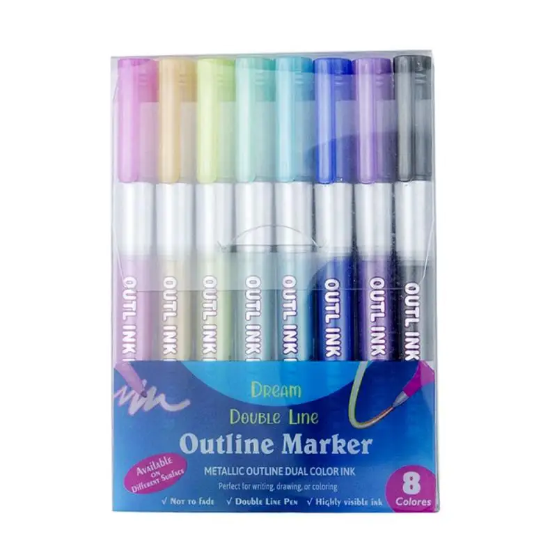 8 Color Double Line Color Outline Pen Christmas Pen Dream Marker Pen for Painting Office School Supplies
8 Color Double Line Color Outline Pen Christmas Pen Dream Marker Pen for Painting Office School Supplies