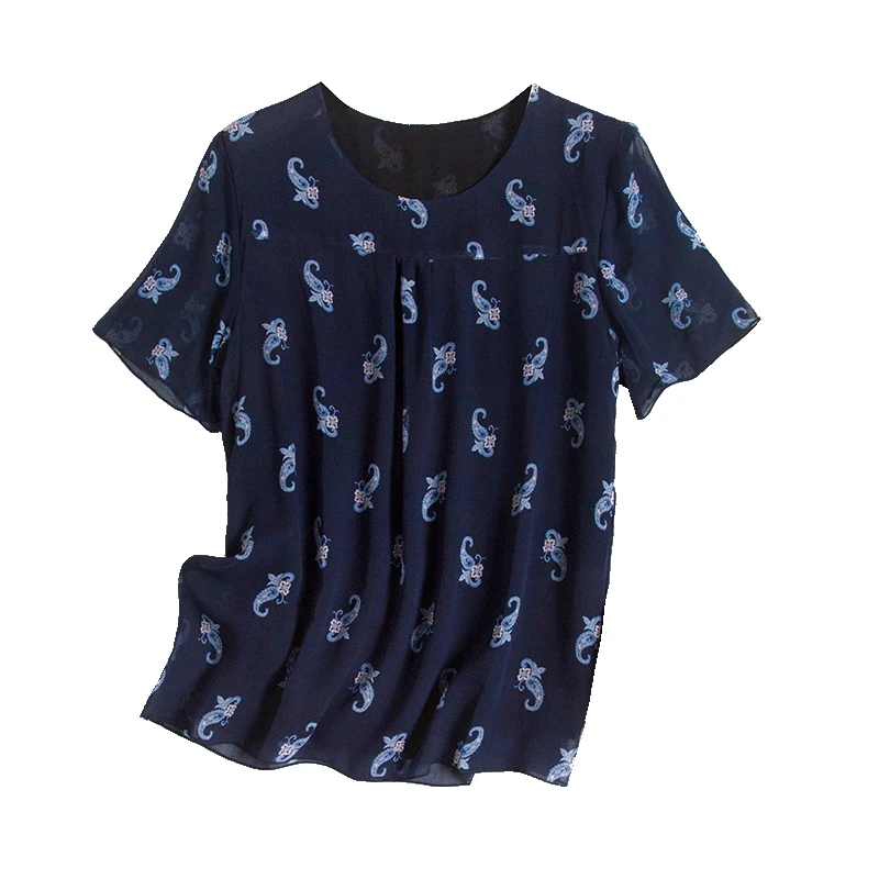 Comfortable Skin-Friendly Double-Layer Silk Short-Sleeved Women's Printed Round Neck 2021 Spring And Summer Top New
Comfortable Skin-Friendly Double-Layer Silk Short-Sleeved Women's Printed Round Neck 2021 Spring And Summer Top New