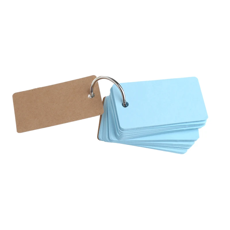 

41QA Kraft Paper Binder Ring Easy Flip Flash Cards Study Memo Pads DIY Stationery