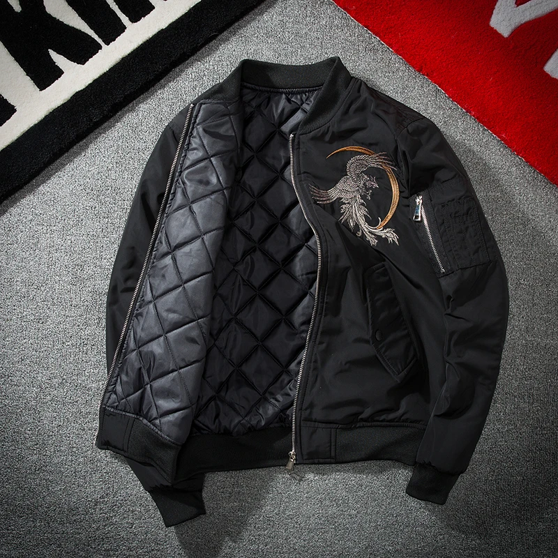 Black Men Autumn Parka Winter Warm Jacket Embroidery Phoenix And Flowers Flight Bomber Jacket Coat Male Padded Cotton Outwear
Black Men Autumn Parka Winter Warm Jacket Embroidery Phoenix And Flowers Flight Bomber Jacket Coat Male Padded Cotton Outwear