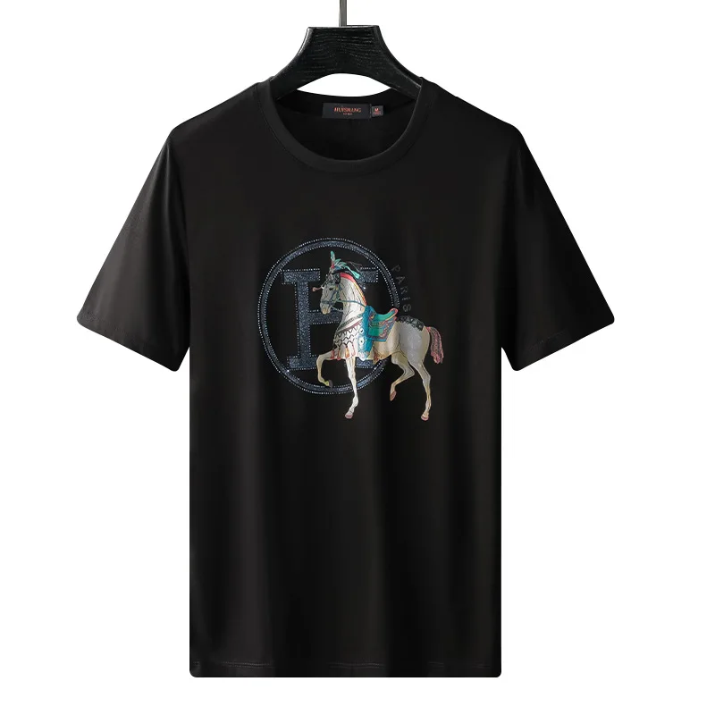 2021 Horse Printing Rhinestones T Shirt Men Clothing Fashion Streetwear Mercerized Cotton Slim O Neck Short Sleeve T-shirt Man
2021 Horse Printing Rhinestones T Shirt Men Clothing Fashion Streetwear Mercerized Cotton Slim O Neck Short Sleeve T-shirt Man