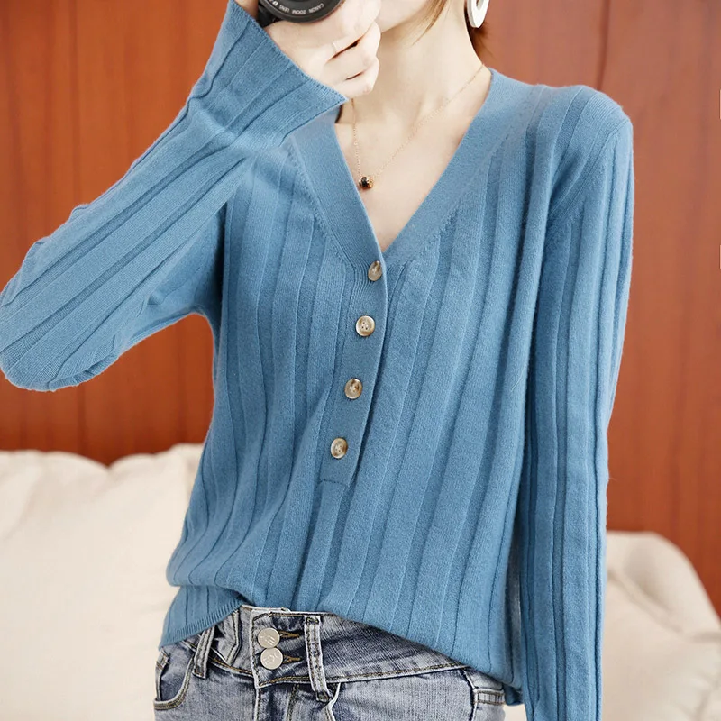 Women Autumn Knitted Slim Sweaters Solid Female 100% Cashmere and Wool Soft Elastic16Color Pullovers Full Sleeve V-Neck
Women Autumn Knitted Slim Sweaters Solid Female 100% Cashmere and Wool Soft Elastic16Color Pullovers Full Sleeve V-Neck