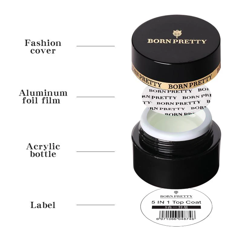 BORN PRETTY 5 IN 1 No-wipe Top Coat 5ml Reinforcement Gel for Adhesive Nail Art Rhinestones UV Gel Professional Nails Tools
BORN PRETTY 5 IN 1 No-wipe Top Coat 5ml Reinforcement Gel for Adhesive Nail Art Rhinestones UV Gel Professional Nails Tools