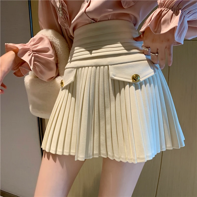 High Waist Pleated Skirts Women Zipper Shorts Skirt Plus Size Vintage Golden Buttons Mini Skirt Elegant Ball Gown Black M651
High Waist Pleated Skirts Women Zipper Shorts Skirt Plus Size Vintage Golden Buttons Mini Skirt Elegant Ball Gown Black M651