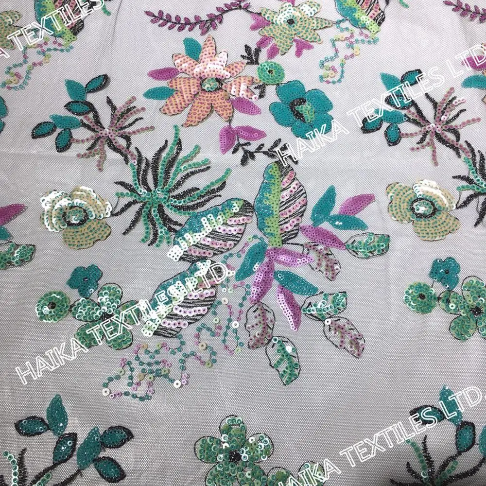 High Quality Tulle Mesh Multi Sequins Combination Floral Embroidered Fabric for Woman Dress
High Quality Tulle Mesh Multi Sequins Combination Floral Embroidered Fabric for Woman Dress