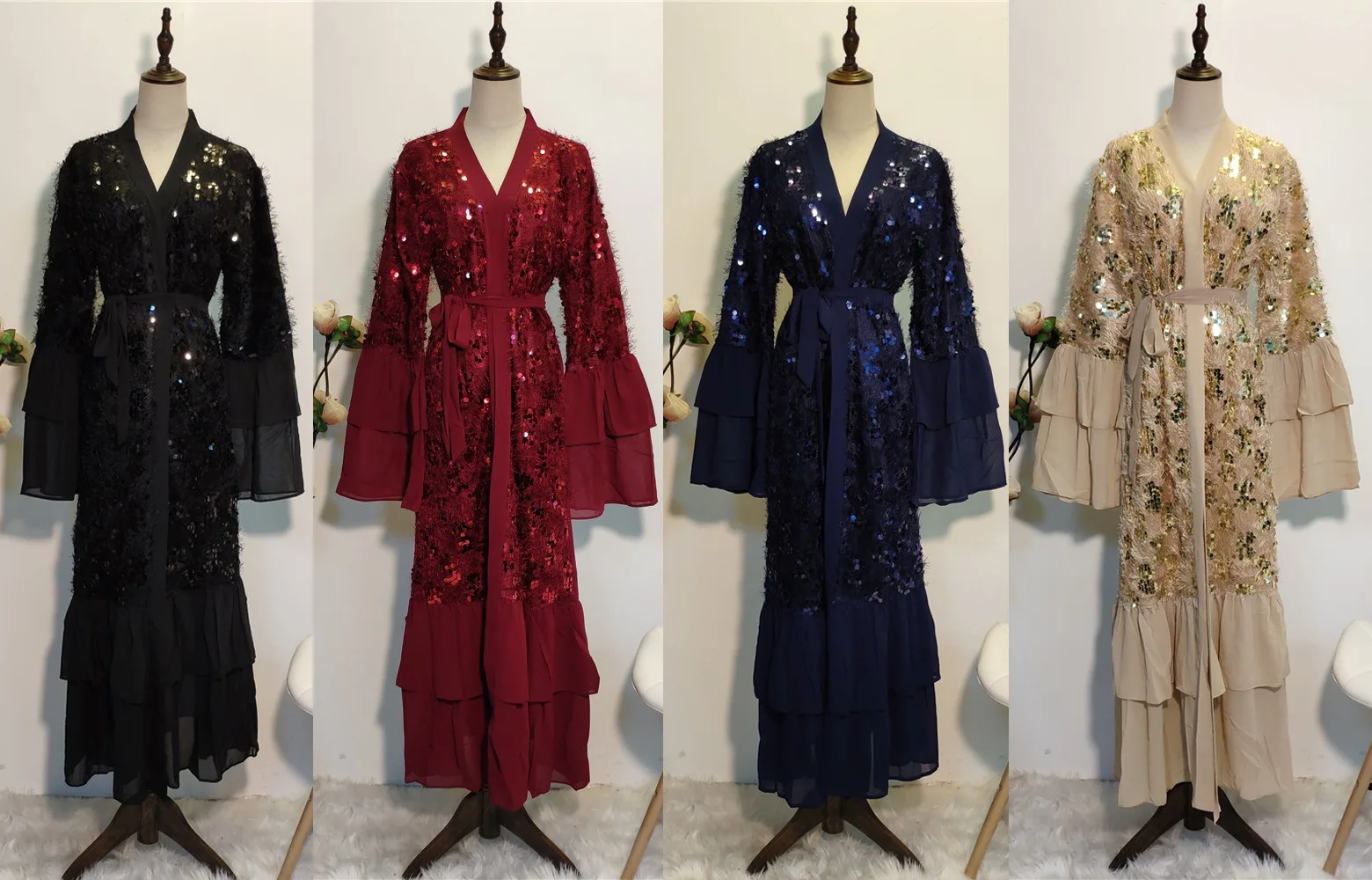 Donsignet Muslim Dress Muslim Fashion Sequin Robe Chiffon Flared Sleeve Middle East Eid Duabi Abaya Turkey Robe Muslim Cardigan
Donsignet Muslim Dress Muslim Fashion Sequin Robe Chiffon Flared Sleeve Middle East Eid Duabi Abaya Turkey Robe Muslim Cardigan