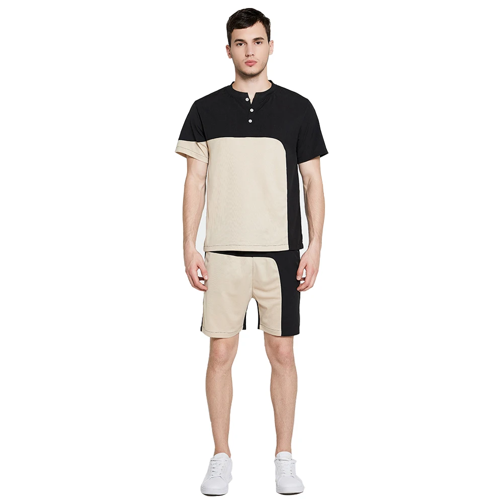 Men's casual splicing sportswear summer men's fitness suit short sleeve T-shirt + shorts quick drying 2-piece set
Men's casual splicing sportswear summer men's fitness suit short sleeve T-shirt + shorts quick drying 2-piece set