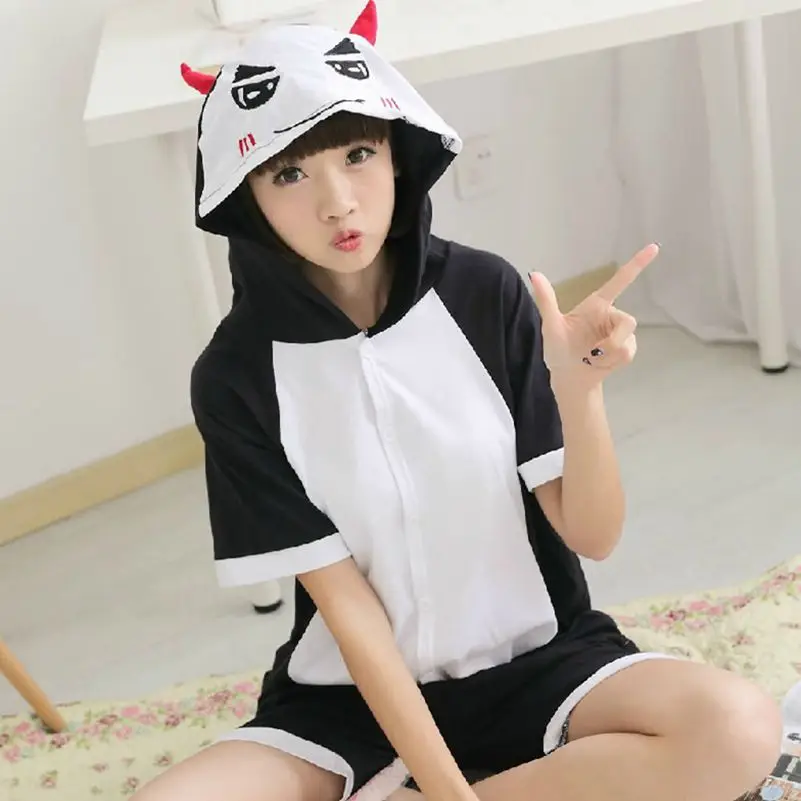 

Пижама-Кигуруми для взрослых, свободная хлопковая летняя пижама в виде животных, мультяшный Рисунок Аниме, комбинезон с капюшоном, одежда для сна, домашняя одежда