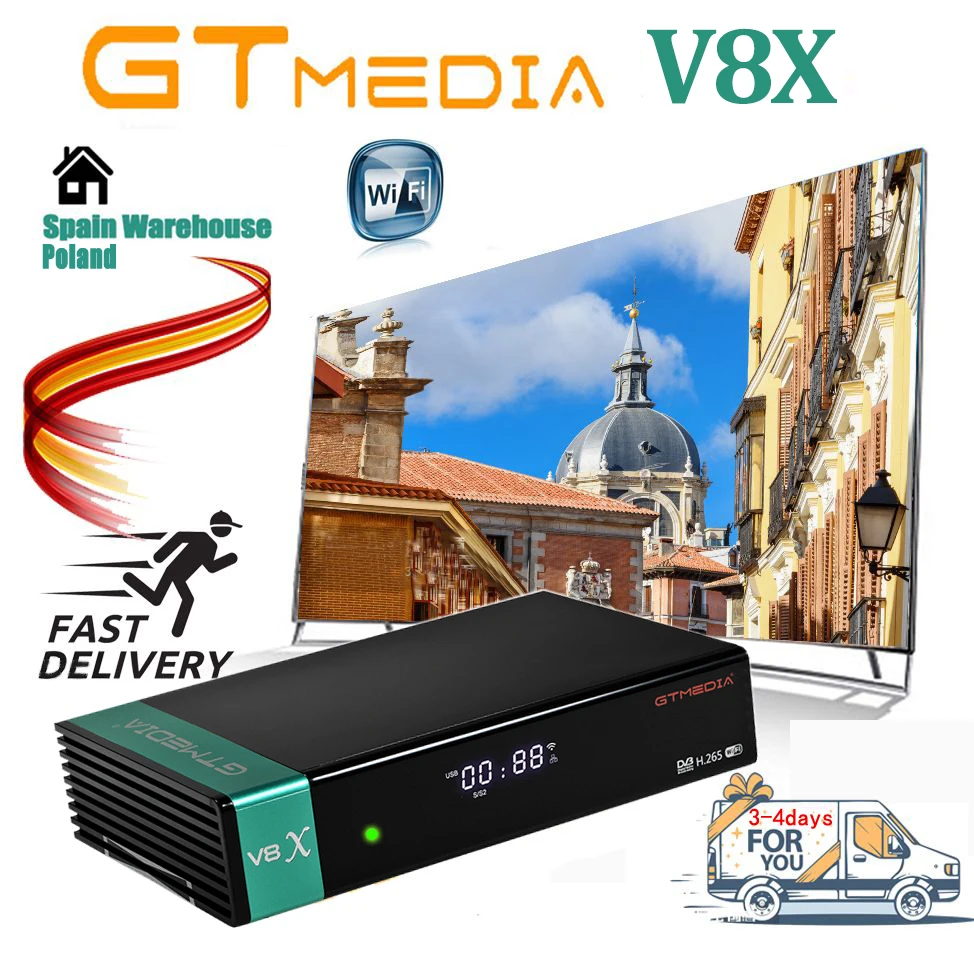 

Receptor gtmedia V8X FTA satellite receiver DVB-s2/S2X full hd h.265 same gtmedia V7 s2x with USB wifi free upgrade V8 nova V7s