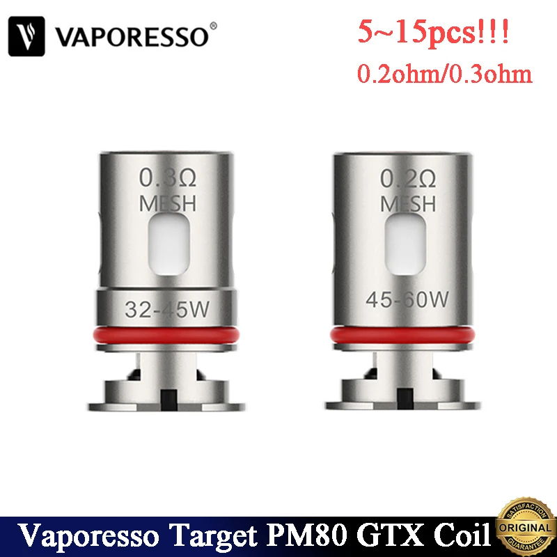 5 ~ 15 шт./лот оригинальный Vaporesso GTX сетчатая катушка 0.2ohm/0.3ohm Core Head Fit Target PM80 Pod /Swag PX80/GTX