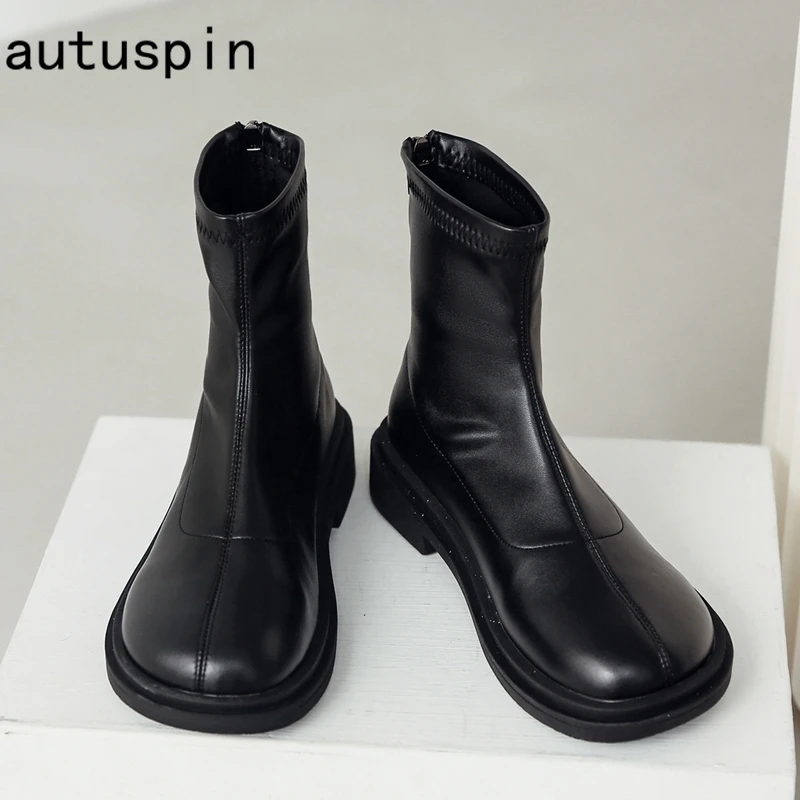 Autuspin Winter Women's Boots Fashion Genuine Leather Flat Platform Slim Ankle Booties Women Street Style Casual Shoes Woman
Autuspin Winter Women's Boots Fashion Genuine Leather Flat Platform Slim Ankle Booties Women Street Style Casual Shoes Woman
