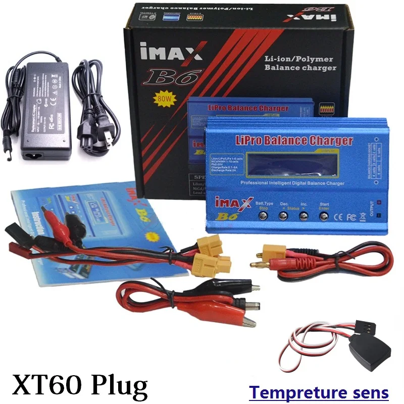 iMAX B6 LCD Screen Digital RC Lipo NiMh Battery Balance Charger + Lipo Charging XT60 / T Plug Adapter JST Tempreture Sens 2-6S
iMAX B6 LCD Screen Digital RC Lipo NiMh Battery Balance Charger + Lipo Charging XT60 / T Plug Adapter JST Tempreture Sens 2-6S