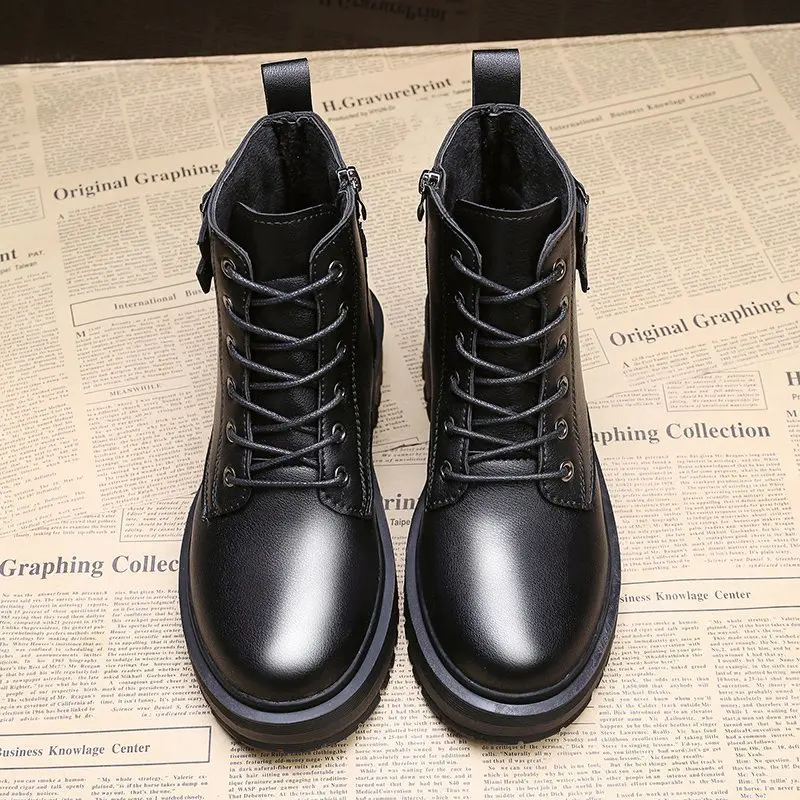 England Leather Ankle Boots Women Outdoor Warm Plush Winter Shoes Waterrpoof Non-Slip Ladies Shoes Short Botas Mujer
England Leather Ankle Boots Women Outdoor Warm Plush Winter Shoes Waterrpoof Non-Slip Ladies Shoes Short Botas Mujer
