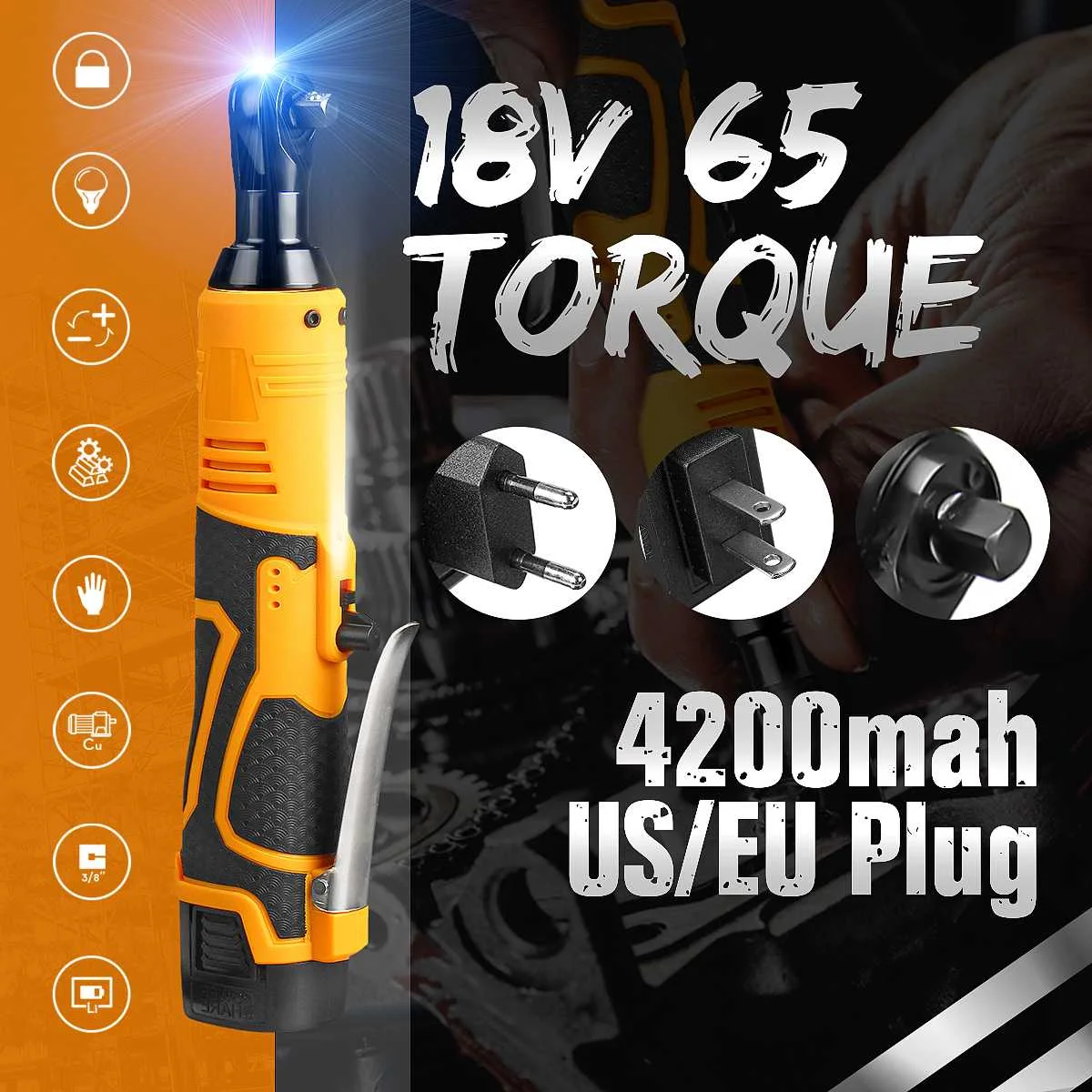 18 в 4200 мА/ч, 3/8 "трещотка USB Re1charging Мощность-беспроводной ключ с храповым механизмом литий-ионный аккумулятор электрический гаечный крутящий ...
18 в 4200 мА/ч, 3/8 "трещотка USB Re1charging Мощность-беспроводной ключ с храповым механизмом литий-ионный аккумулятор электрический гаечный крутящий ...