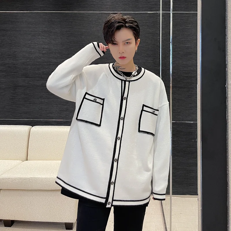 Men's Round Collar Cardigan Sweater Autumn Winter Fashion Color Block Patchwork Men's Single Breasted Thin Sweatercoat
Men's Round Collar Cardigan Sweater Autumn Winter Fashion Color Block Patchwork Men's Single Breasted Thin Sweatercoat