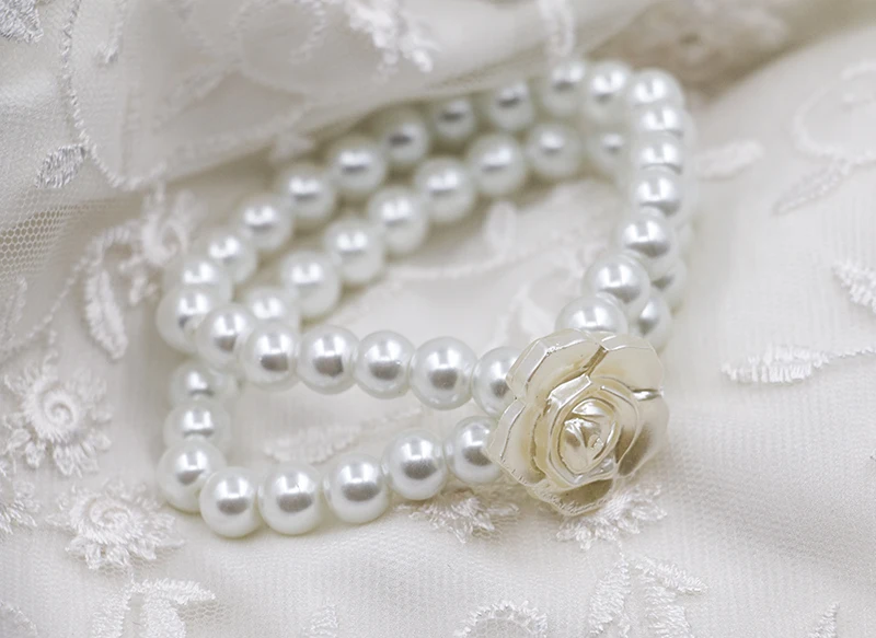 charm camellia flower bracelets double layer simulated pearl wedding friendship bracelet for women | Украшения и аксессуары