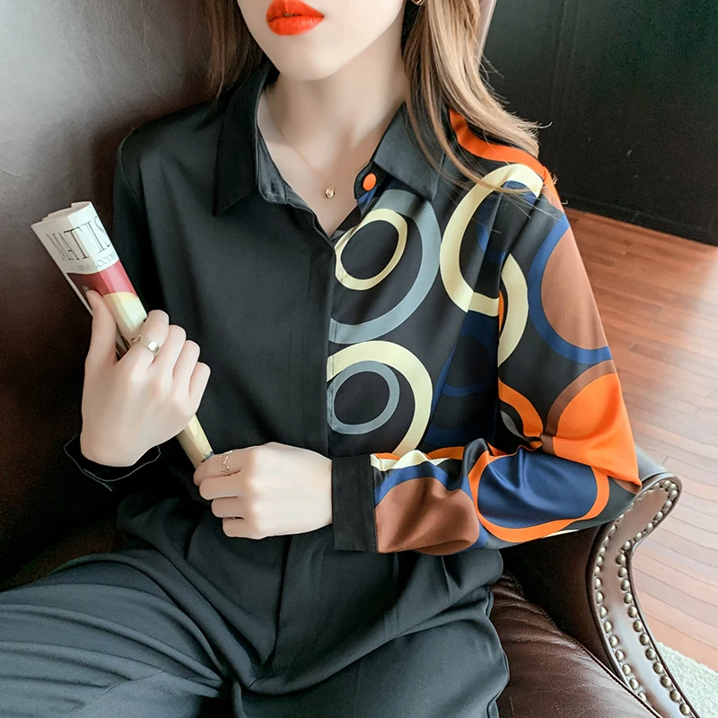 Chiffon Women's Blouse Loose Casual Polo Girl's Shirt Summer Fashion Retro Long Sleeve Top Print Office Lady Blusas Houthion
Chiffon Women's Blouse Loose Casual Polo Girl's Shirt Summer Fashion Retro Long Sleeve Top Print Office Lady Blusas Houthion