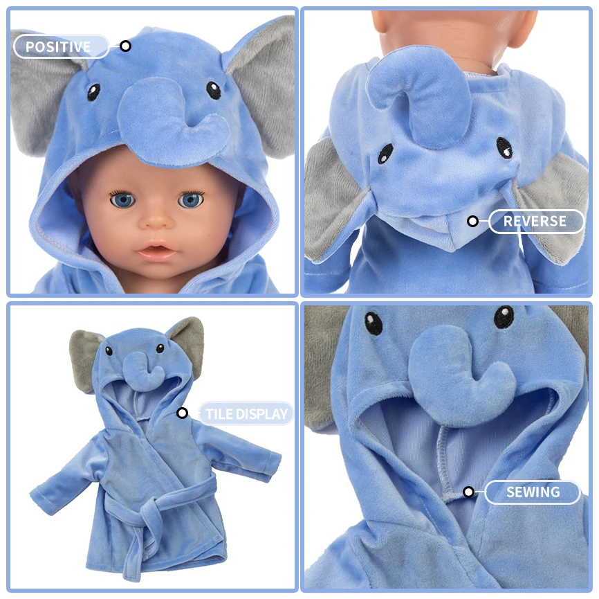 Baby New Born Fit 18 inch 43cm Doll Clothes Accessories Blue Elephant Pink Rabbit Unicorn Nightgown For Baby Birthday Gift
Baby New Born Fit 18 inch 43cm Doll Clothes Accessories Blue Elephant Pink Rabbit Unicorn Nightgown For Baby Birthday Gift