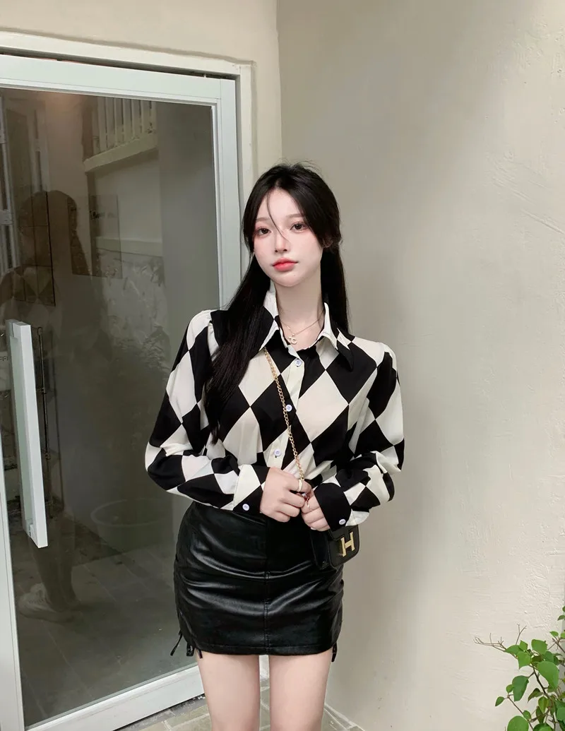 Plaid Chiffon Women's Blouse Polo Girl's Shirt. Spring Autumn Long Sleeve Top Fashion Clothing Casual Lady Blusas
Plaid Chiffon Women's Blouse Polo Girl's Shirt. Spring Autumn Long Sleeve Top Fashion Clothing Casual Lady Blusas