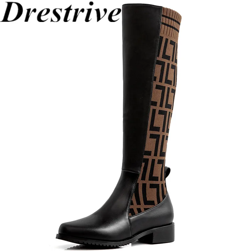 Drestrive Brand 2022 New Spring Women Knee High Socks Boots Cow Leather Low Heels Fashion Round Toe Ins Letter Brown
Drestrive Brand 2022 New Spring Women Knee High Socks Boots Cow Leather Low Heels Fashion Round Toe Ins Letter Brown