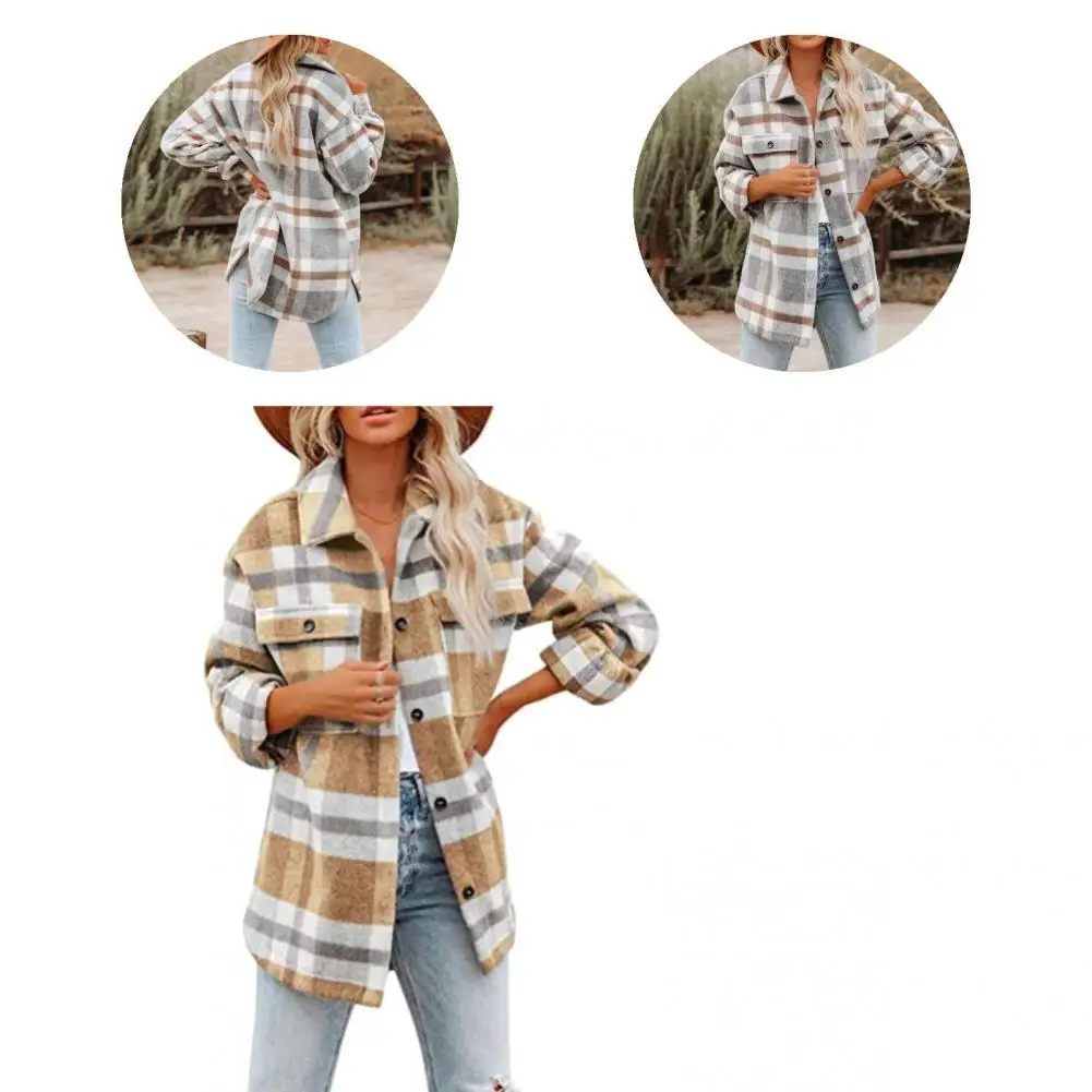 Shirt Jacket Thick Women Coat Cold Resistant Super Soft Trendy Plaid Print Flap Pockets Casual Overcoat
Shirt Jacket Thick Women Coat Cold Resistant Super Soft Trendy Plaid Print Flap Pockets Casual Overcoat