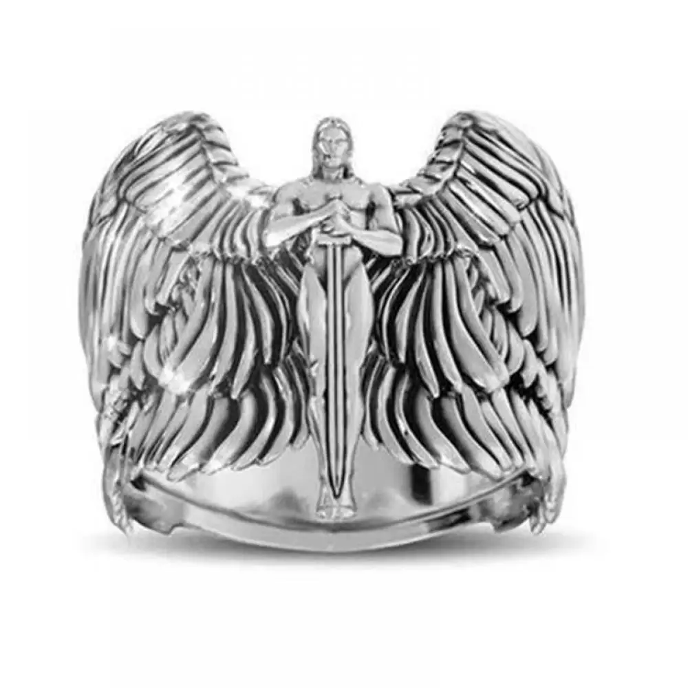 Angel Holding Sword, Man Wings Pattern, Couple Ring, Unisex Feather Decoration, Gothic Ring, Jewelry Accessory
Angel Holding Sword, Man Wings Pattern, Couple Ring, Unisex Feather Decoration, Gothic Ring, Jewelry Accessory