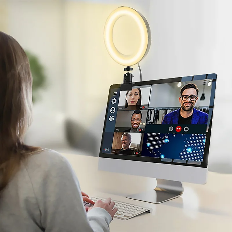 4/6 Inch Ring Light for Video Conference Lighting Selfie Ring Light with Cramp for Video Conferencing Dimmable Webcam Light
4/6 Inch Ring Light for Video Conference Lighting Selfie Ring Light with Cramp for Video Conferencing Dimmable Webcam Light
