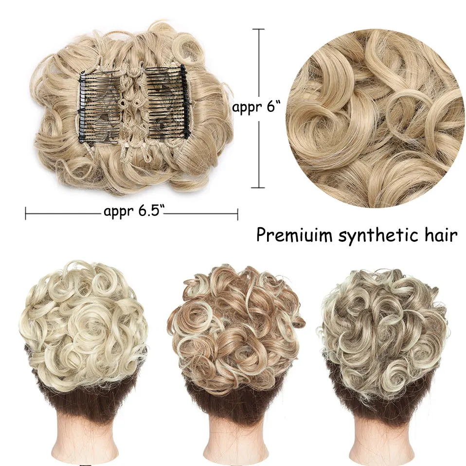 

Cosplay Messy Bun Scrunchie Chignon Hairpiece Updo Curly Bun Extension Combs in Messy Bun Hair Piece for Women