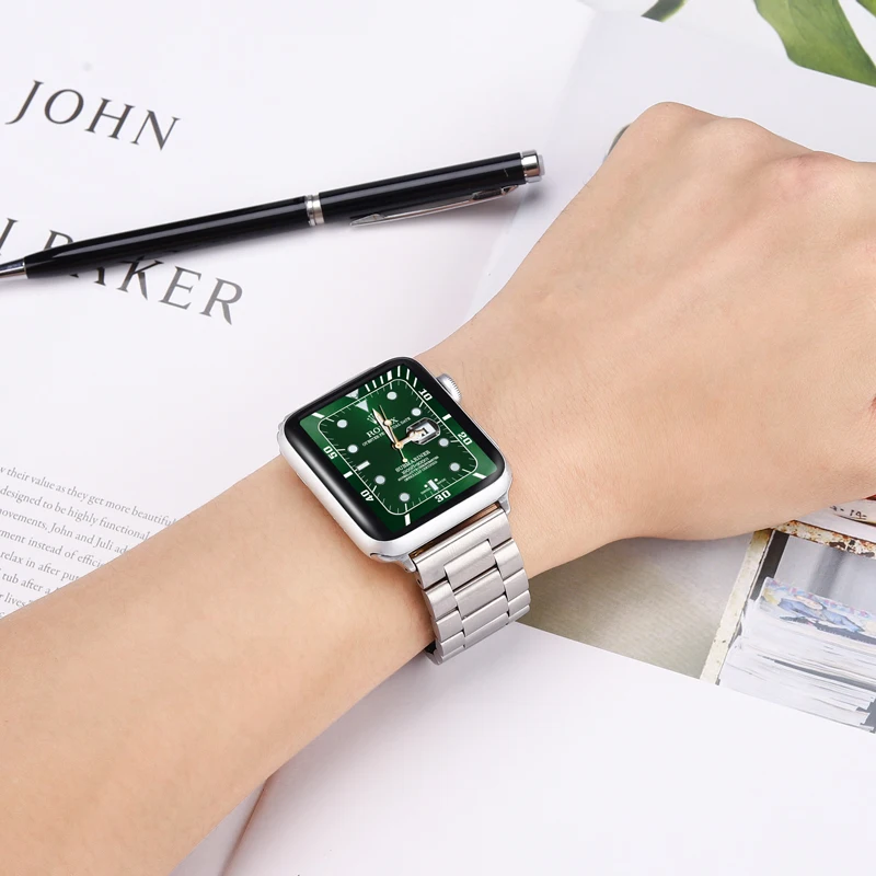 Браслет из нержавеющей стали для Apple Watch 44 мм 40 38 42 сменный ремешок iwatch Series 5 4 3 2
