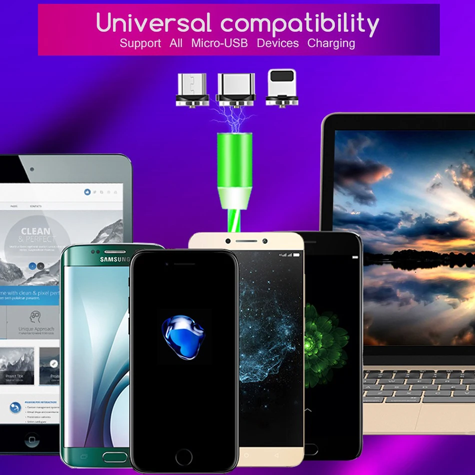 Магнитный кабель USB Type-C 1 м для iPhone Samsung Android с поддержкой быстрой зарядки