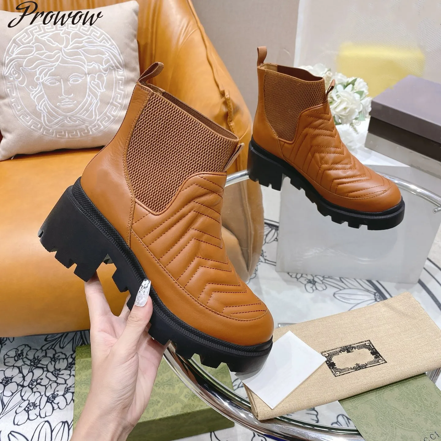 Prowow Winter New Women Martin Boots Genuine Leather Platform Short Boots Heels Slip-on Designer Shoes Size 34-41 
Prowow Winter New Women Martin Boots Genuine Leather Platform Short Boots Heels Slip-on Designer Shoes Size 34-41