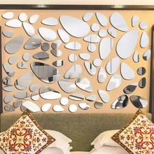 18PCS Pebble Mirror Wall Paste Removable Acrylic for Home Decoration Living Room Bedroom