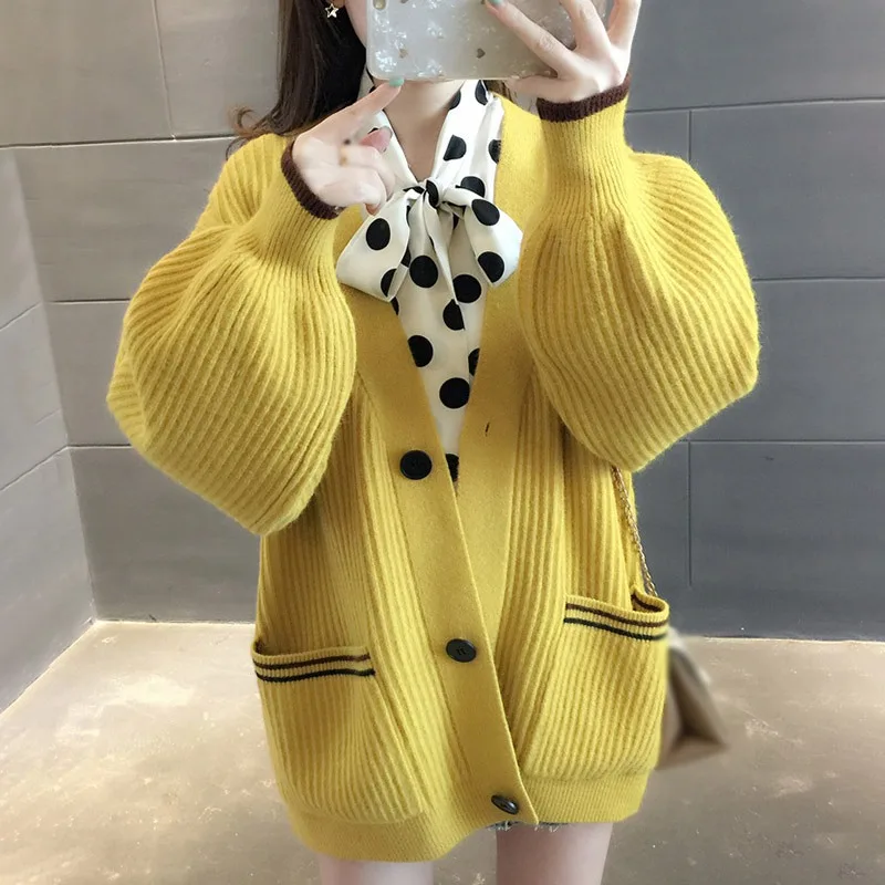 Fashion Long Cardigan V-Neck Solid Color Women Knitted Cardigan Korean Sweater Coat
Fashion Long Cardigan V-Neck Solid Color Women Knitted Cardigan Korean Sweater Coat