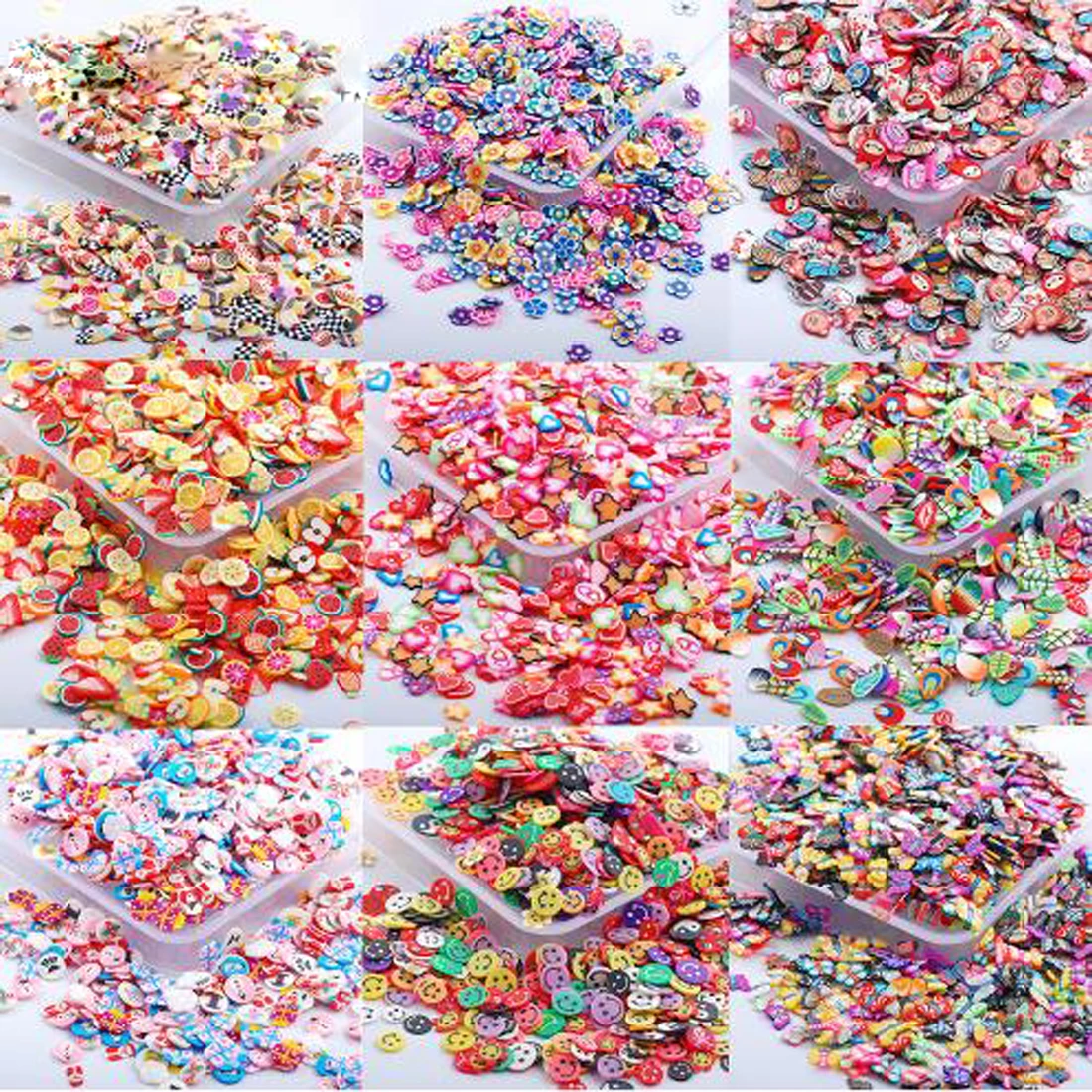 1000pcs Nail Art 3D Fruit Flowers Design Tiny Slices Polymer Clay DIY Nail Sticker Decorations High Quality Nail Accessories
1000pcs Nail Art 3D Fruit Flowers Design Tiny Slices Polymer Clay DIY Nail Sticker Decorations High Quality Nail Accessories