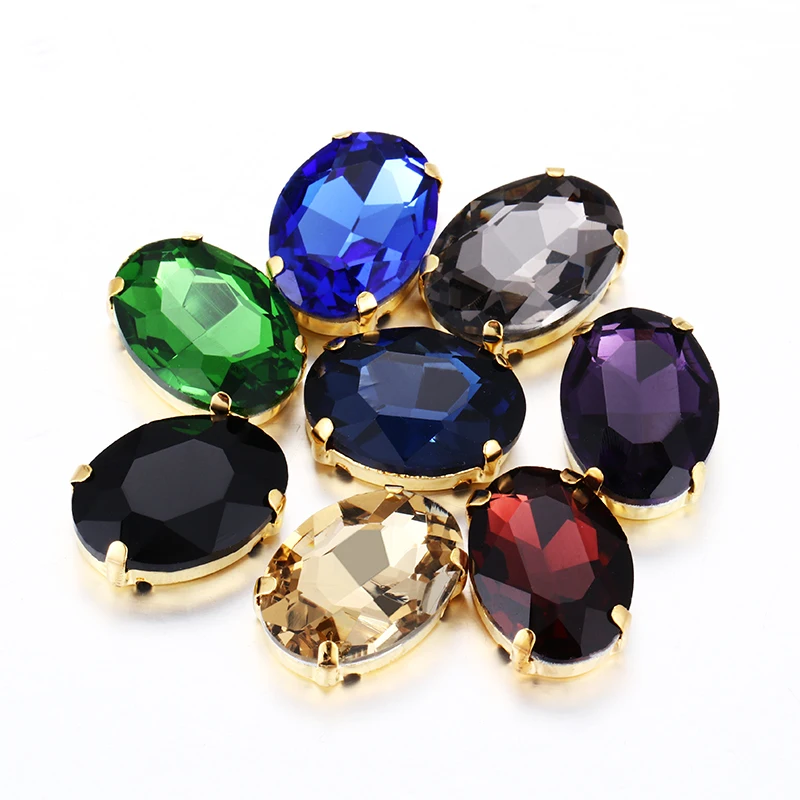 Dark Color Oval Top Pretty Glass Crystal Strass High Quality Sew On Rhinestones With Golden Flatback Claws For Clothing Crafts
Dark Color Oval Top Pretty Glass Crystal Strass High Quality Sew On Rhinestones With Golden Flatback Claws For Clothing Crafts