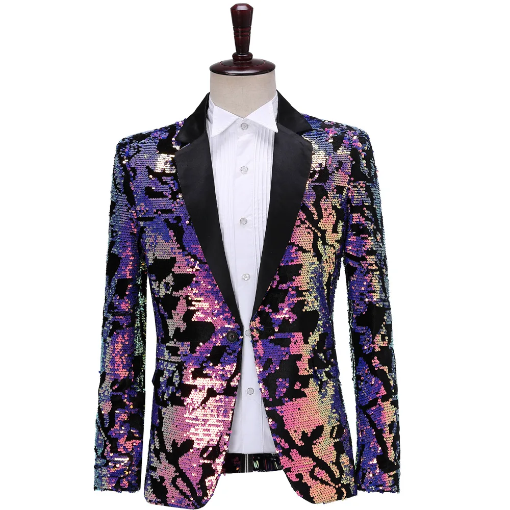 Fashion Purple Colorful Sequins Blazer Masculino Slim Fit Mens Suit Jackets Stage Singer Costume Shiny Blazers Party Tuxedo Wear
Fashion Purple Colorful Sequins Blazer Masculino Slim Fit Mens Suit Jackets Stage Singer Costume Shiny Blazers Party Tuxedo Wear
