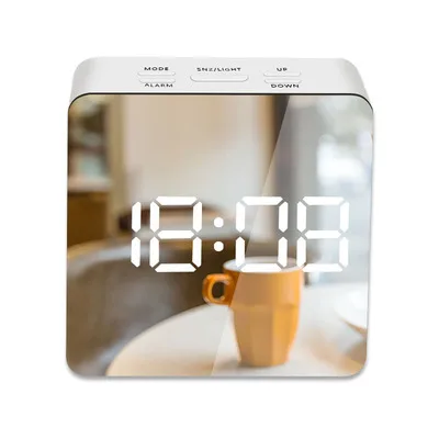 LED Mirror Alarm Clock Digital Snooze Table Clock Wake Up Light Electronic Large Time Temperature Display Home Decoration Clock
LED Mirror Alarm Clock Digital Snooze Table Clock Wake Up Light Electronic Large Time Temperature Display Home Decoration Clock