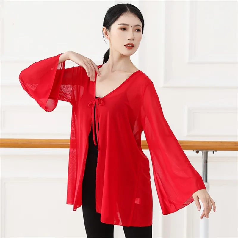 Женская сетчатая блузка для классических танцев, свободная прозрачная блузка с длинным рукавом, топ с запахом, Легкая Одежда для танцев, сво... 
Женская сетчатая блузка для классических танцев, свободная прозрачная блузка с длинным рукавом, топ с запахом, Легкая Одежда для танцев, сво...