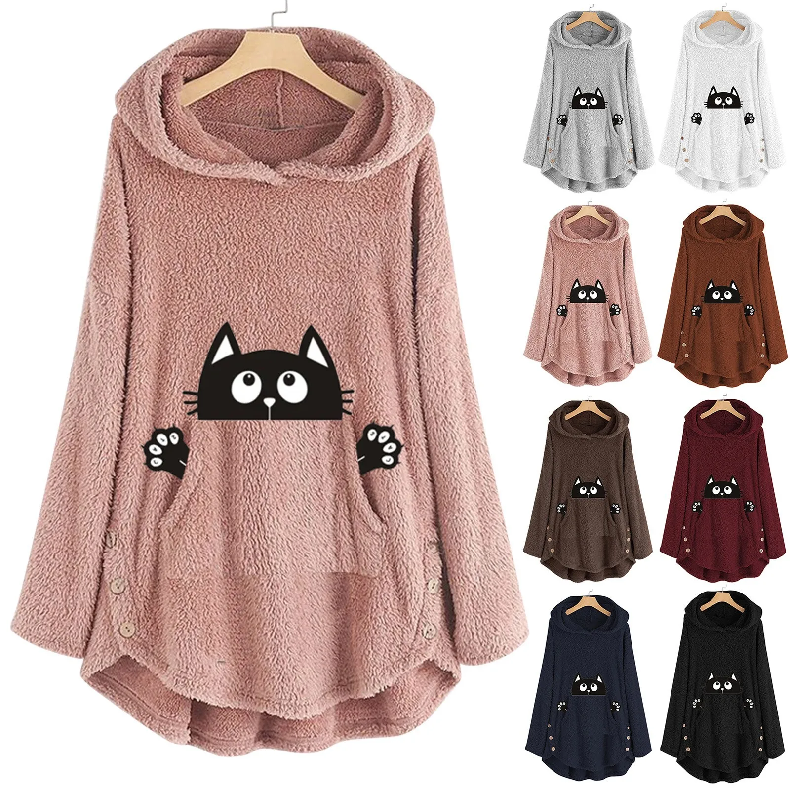 Harajuku Women Hoodies Sweatshirt Kawaii Pink Winter Cat Pattern Long Sleeve Moletom Hooded Sweatshirts Mujer 2021
Harajuku Women Hoodies Sweatshirt Kawaii Pink Winter Cat Pattern Long Sleeve Moletom Hooded Sweatshirts Mujer 2021