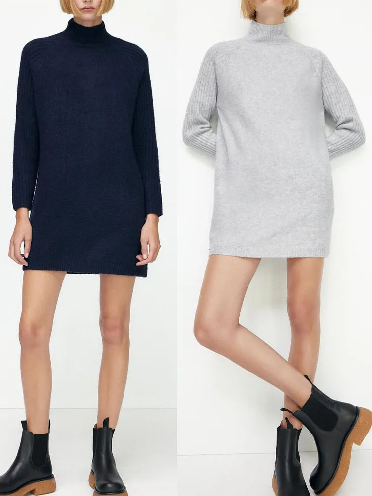 ZA autumn and winter new sweet temperament simple and versatile half-high collar long-sleeved straight casual knitted dress
ZA autumn and winter new sweet temperament simple and versatile half-high collar long-sleeved straight casual knitted dress