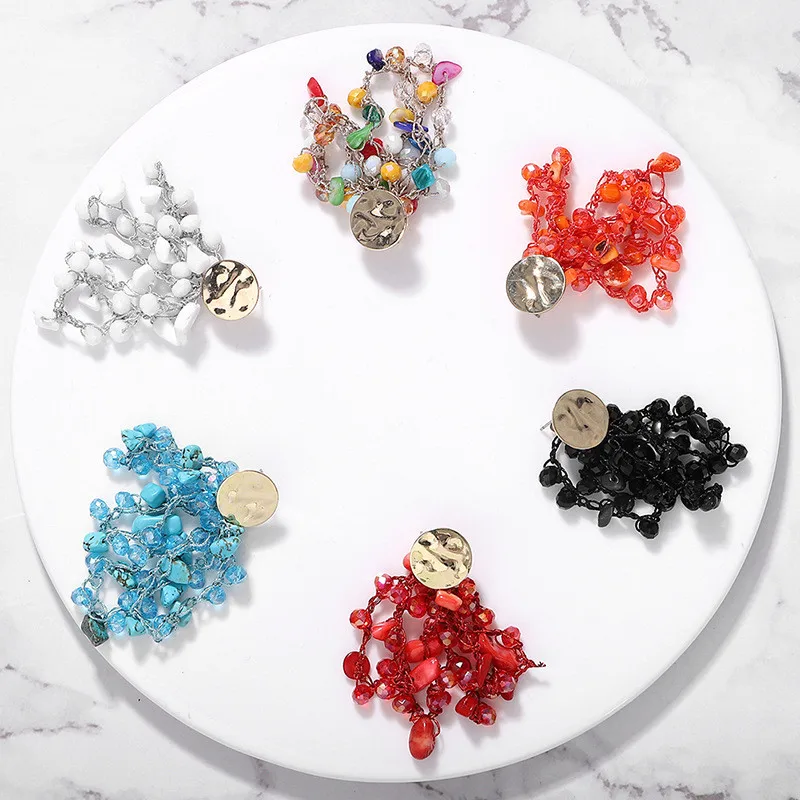 Bohemian Irregular Natural Stone Beads Gold Sequins Earrings Women Round Colorful Handmade Braid Tassel Earrings Ethic Jewelry
Bohemian Irregular Natural Stone Beads Gold Sequins Earrings Women Round Colorful Handmade Braid Tassel Earrings Ethic Jewelry