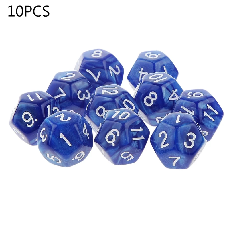 

10pcs 12 Sided Dice D12 Polyhedral Dice Family Party D&D RPG Board Game Accessories Pub Club Game Acrylic Dice