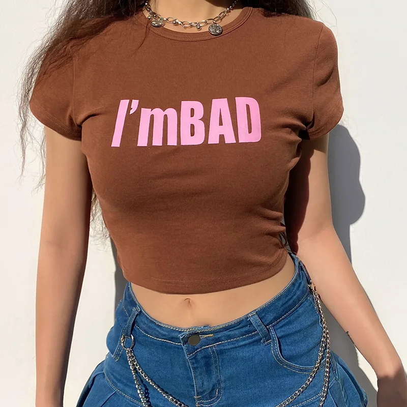 Summer Fashion Slim Cute Sexy Print Letters Short Sleeve Tee SML O-neck Woman Casual Short Skinny T-Shirt Lady Cotton Crop Top
Summer Fashion Slim Cute Sexy Print Letters Short Sleeve Tee SML O-neck Woman Casual Short Skinny T-Shirt Lady Cotton Crop Top