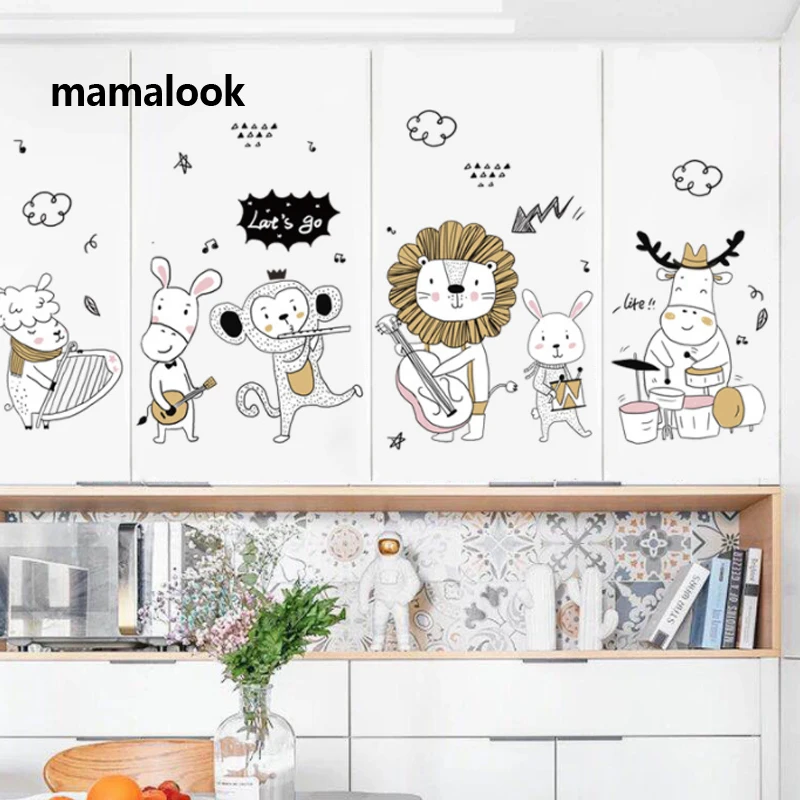 Cartoon Animal Music Band wall sticker Children Room Nursery Mural Decals Waterproof Home Door Cabinet Decoration Poster
Cartoon Animal Music Band wall sticker Children Room Nursery Mural Decals Waterproof Home Door Cabinet Decoration Poster