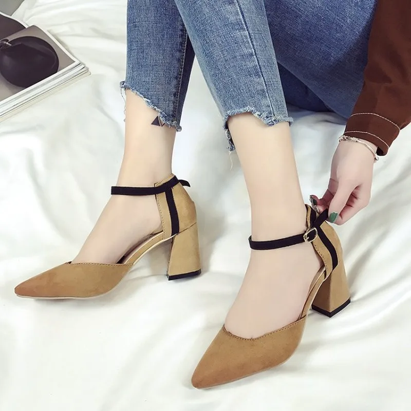 2020 women fashion Heel women's square high heel cashmere pointed sandals zapatos de mujer women heels J14-14
2020 women fashion Heel women's square high heel cashmere pointed sandals zapatos de mujer women heels J14-14