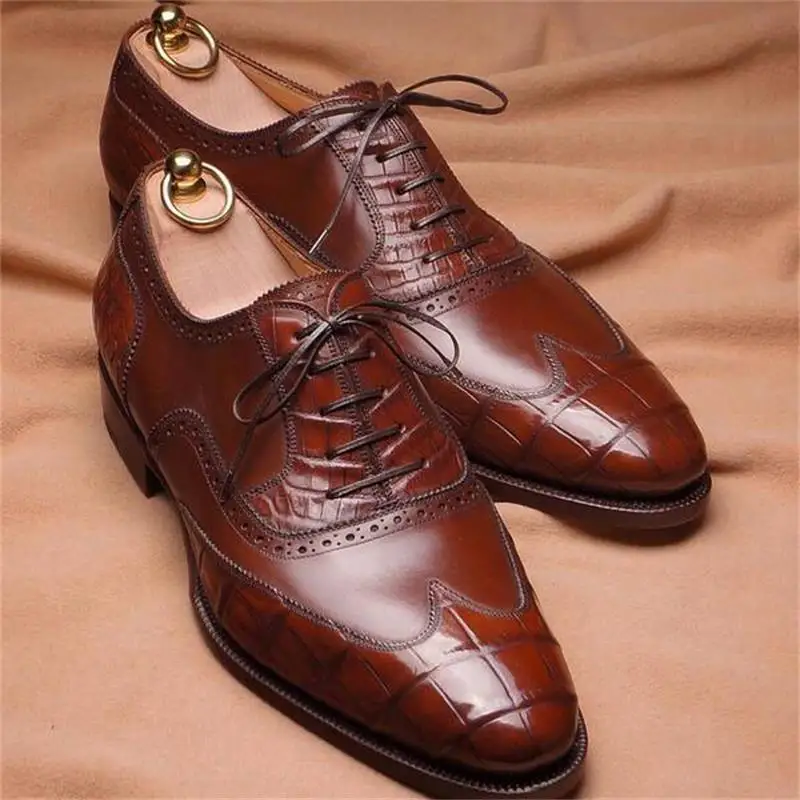 Men's Fashion Casual Business All-match High-end Red Brown PU Crocodile Pattern Stitching Lace Comfortable Oxford Shoes KA295
Men's Fashion Casual Business All-match High-end Red Brown PU Crocodile Pattern Stitching Lace Comfortable Oxford Shoes KA295