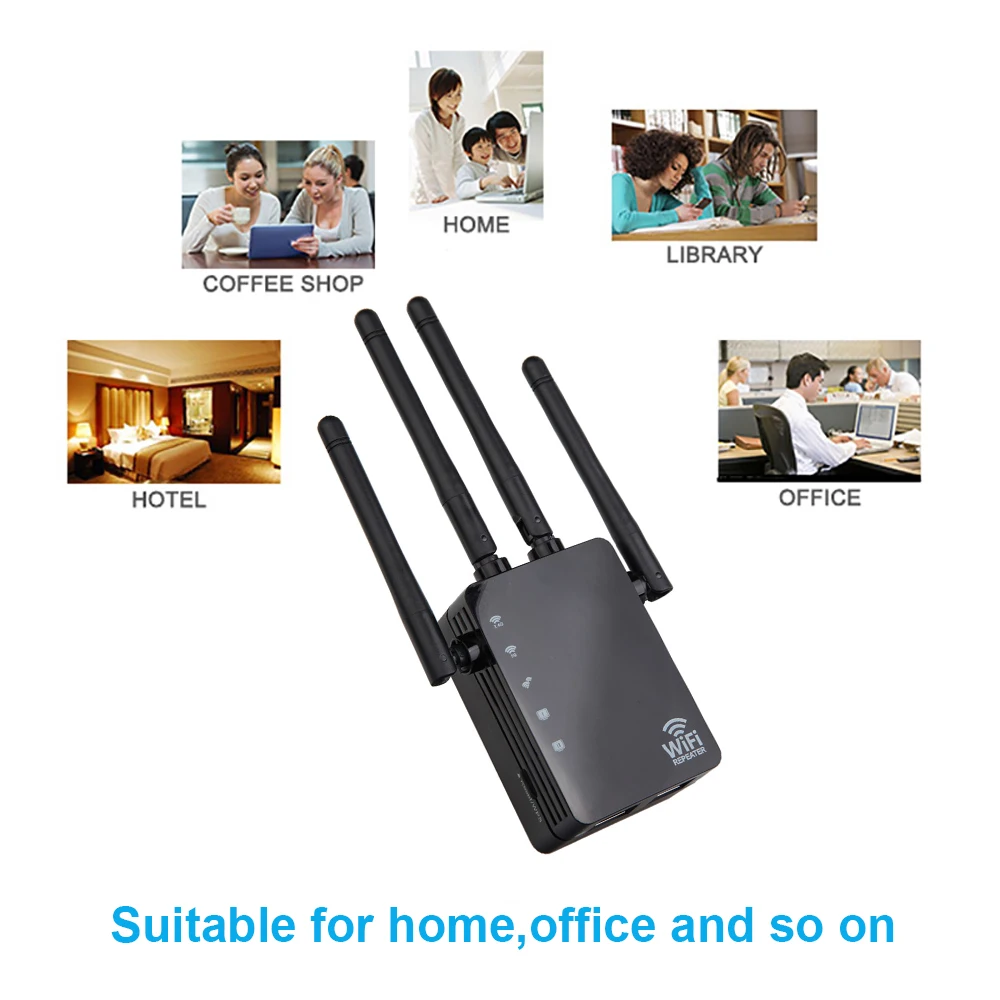 

1200Mbps Wifi Repeater Dual Band AC 2.4G / 5G Bridge Connection Signal Amplifier For Router PC Laptop Mobile phone Net Work