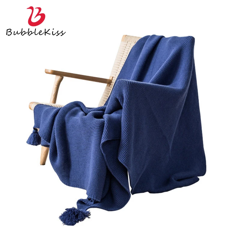

Одеяло для дивана Bubble Kiss, трикотажное одеяло ручной работы в скандинавском стиле, покрывало с кисточками на четыре угла, мягкое домашнее оде...
